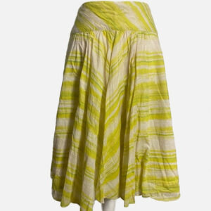 Talbots Yellow Stripe A-Line Midi Skirt‎